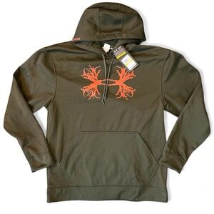 Under Armour Green Orange Men's M Hoodie Hunting Sweatshirt Antlers Storm Cold